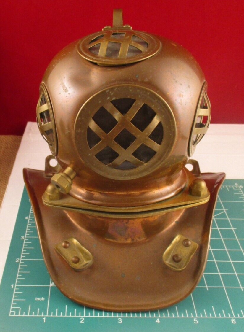 Vintage Miniature Copper Diving Helmet Replica