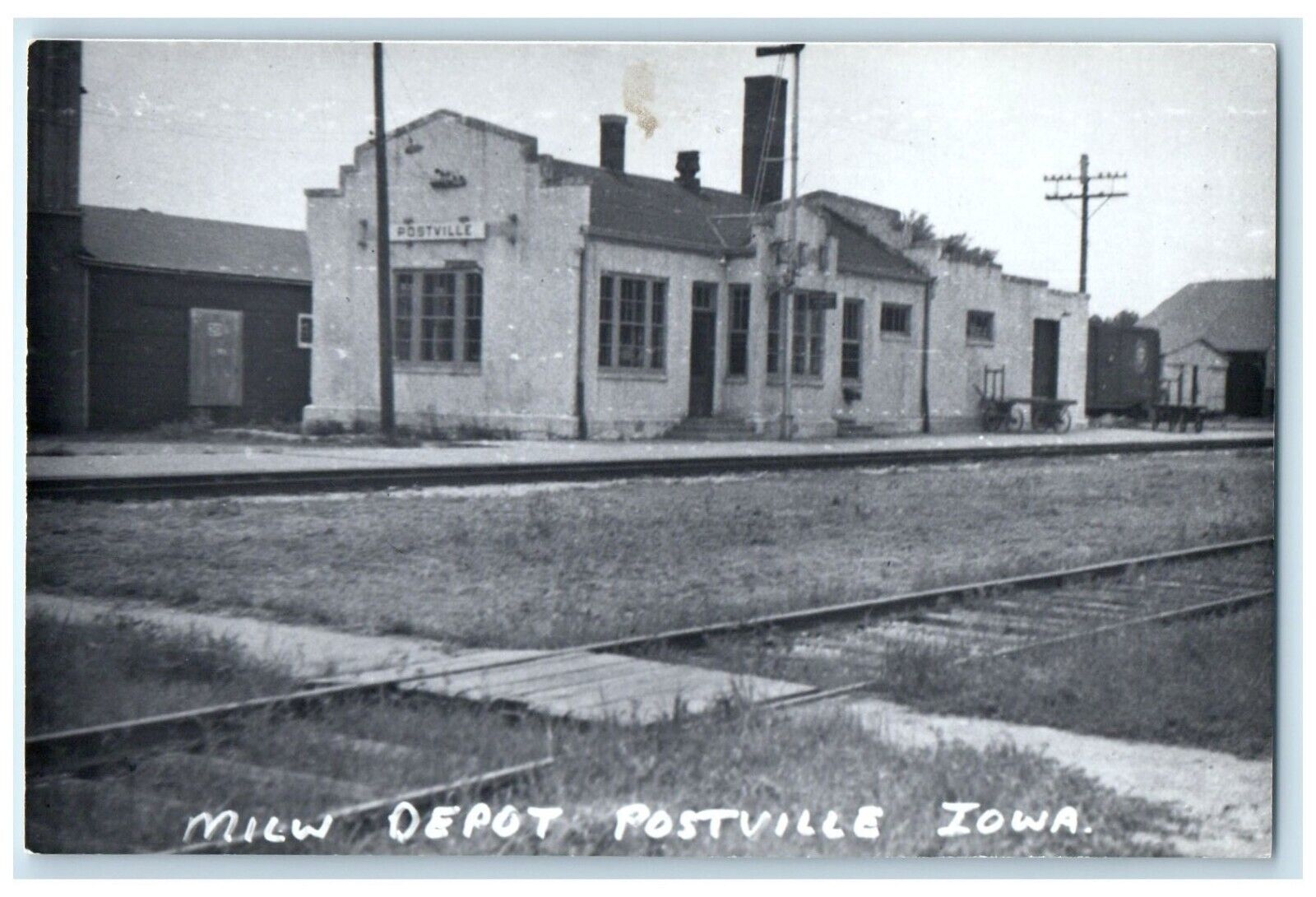 c1960\'s MILW Postville Iowa IA Railroad Train Depot Station RPPC Photo Postcard
