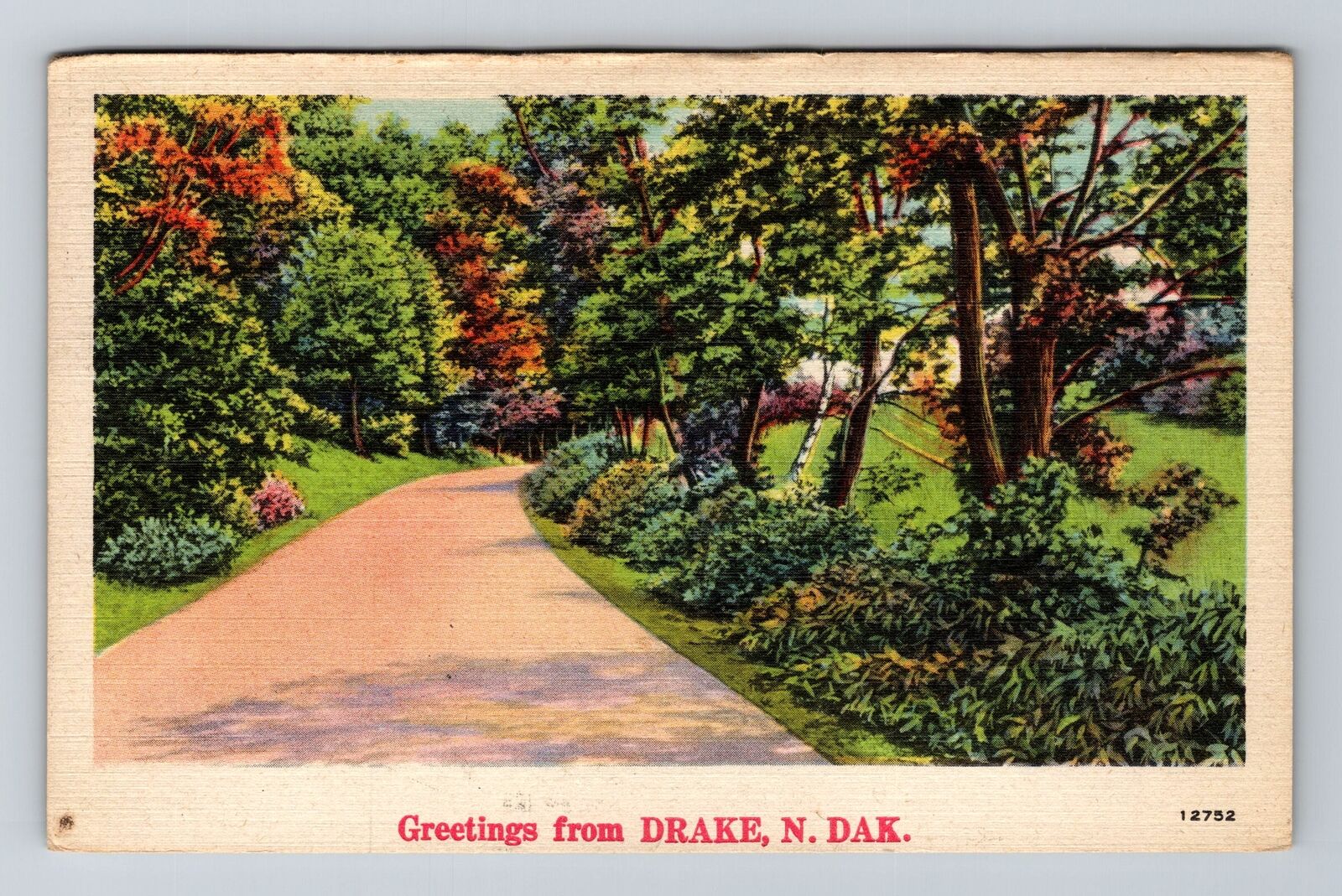 Drake ND-North Dakota, General Greetings Path, Vintage c1948 Postcard