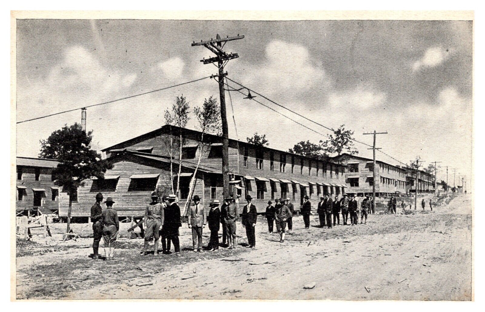 postcard Drafted Men and Camp Barracks Camp Devens Ayer Mass 9900