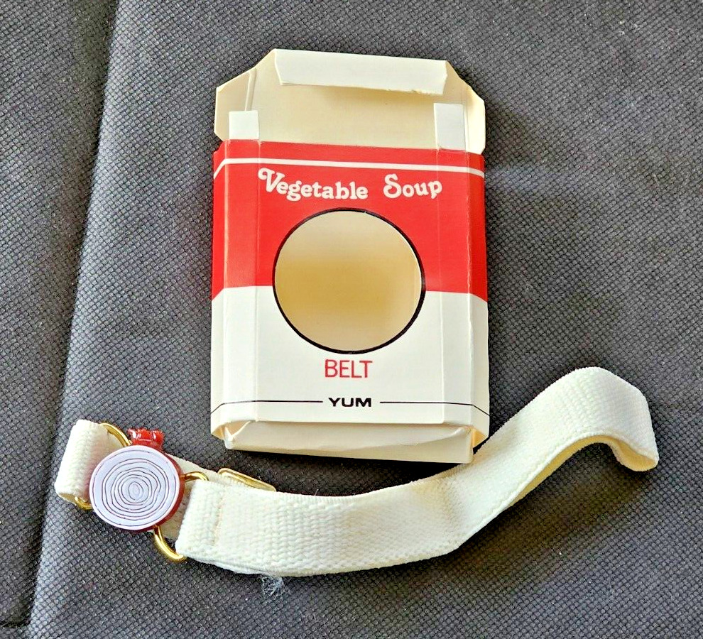Vintage 1980s Miniature Faux Look-Alike Campbells Vegetable Soup Elastic Belt
