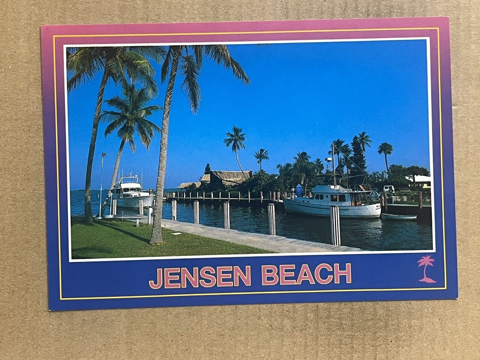 Postcard Jensen Beach FL Florida Boats Scenic View Greetings Vintage PC