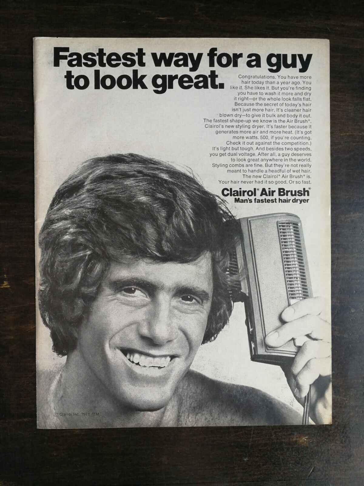 Vintage 1971 Clairol Air Brush Full Page Original Ad 324