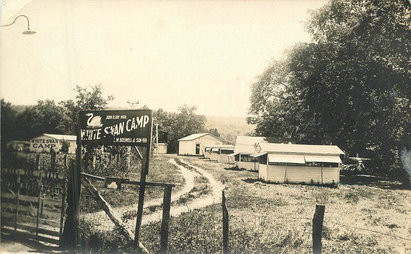 Missouri Forsyth White Swan Camp 1920s Roadside RPPC Photo Postcard 22-6324