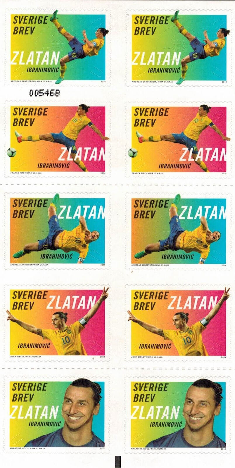 Sweden MNH stamp booklet Zlatan Ibrahimovic soccer 2014 football