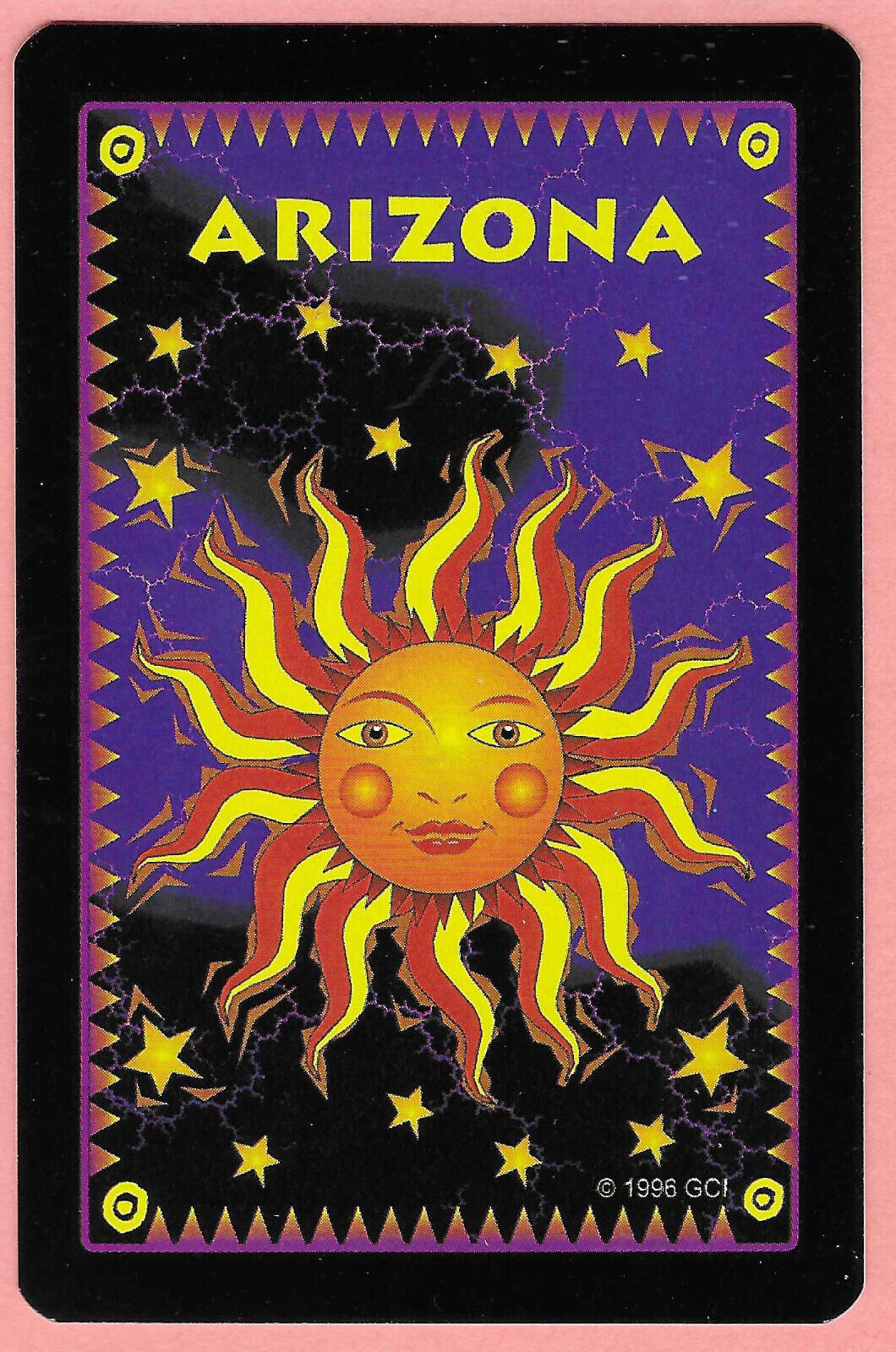 Single Swap Playing Card, Arizona; Sun, Stars and lightning - Near Mint