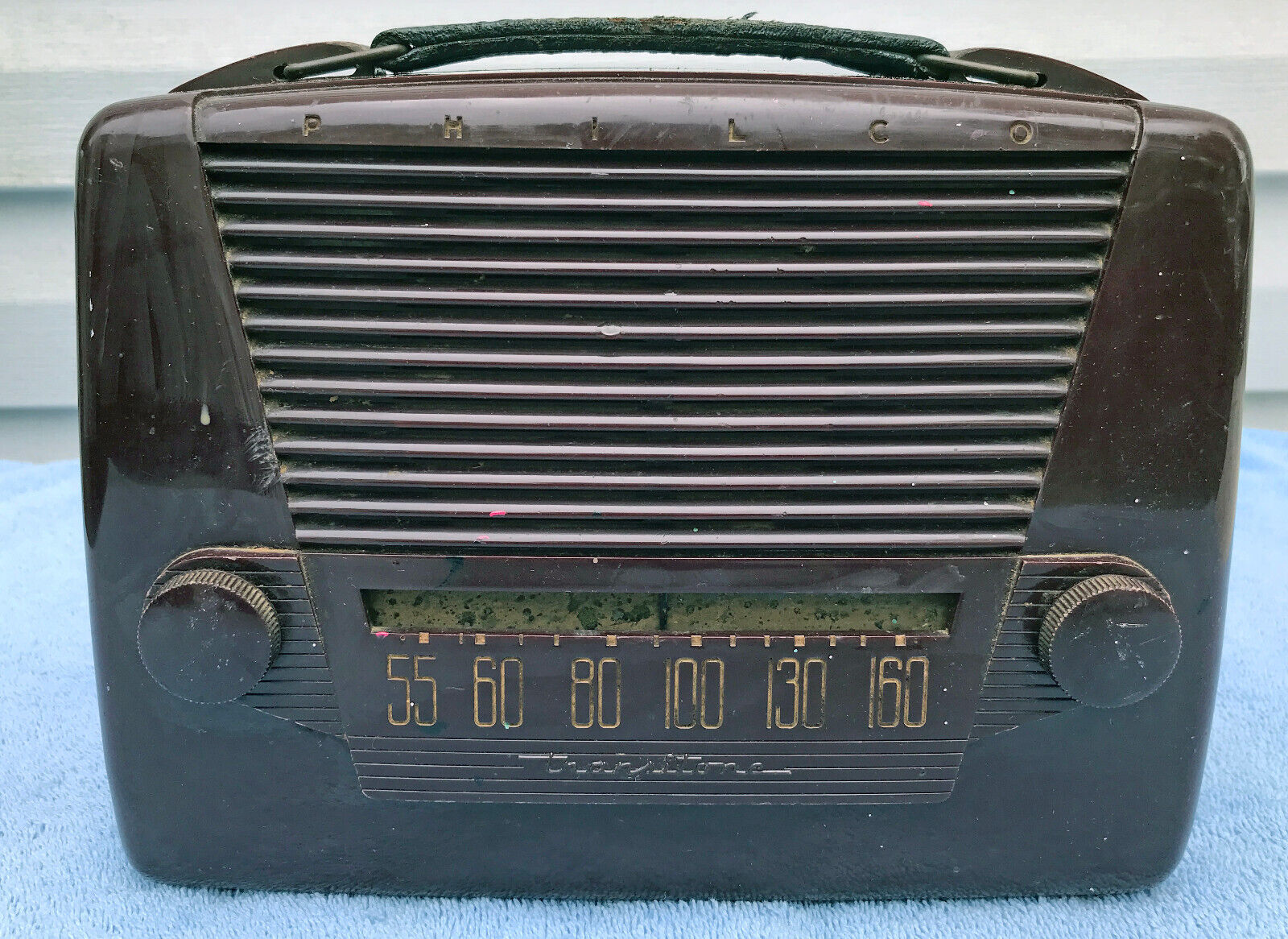 PHILCO TRANSITONE MODEL 49-602 AM AC/DC TUBE RADIO Brown (Maroon) NW Please Read