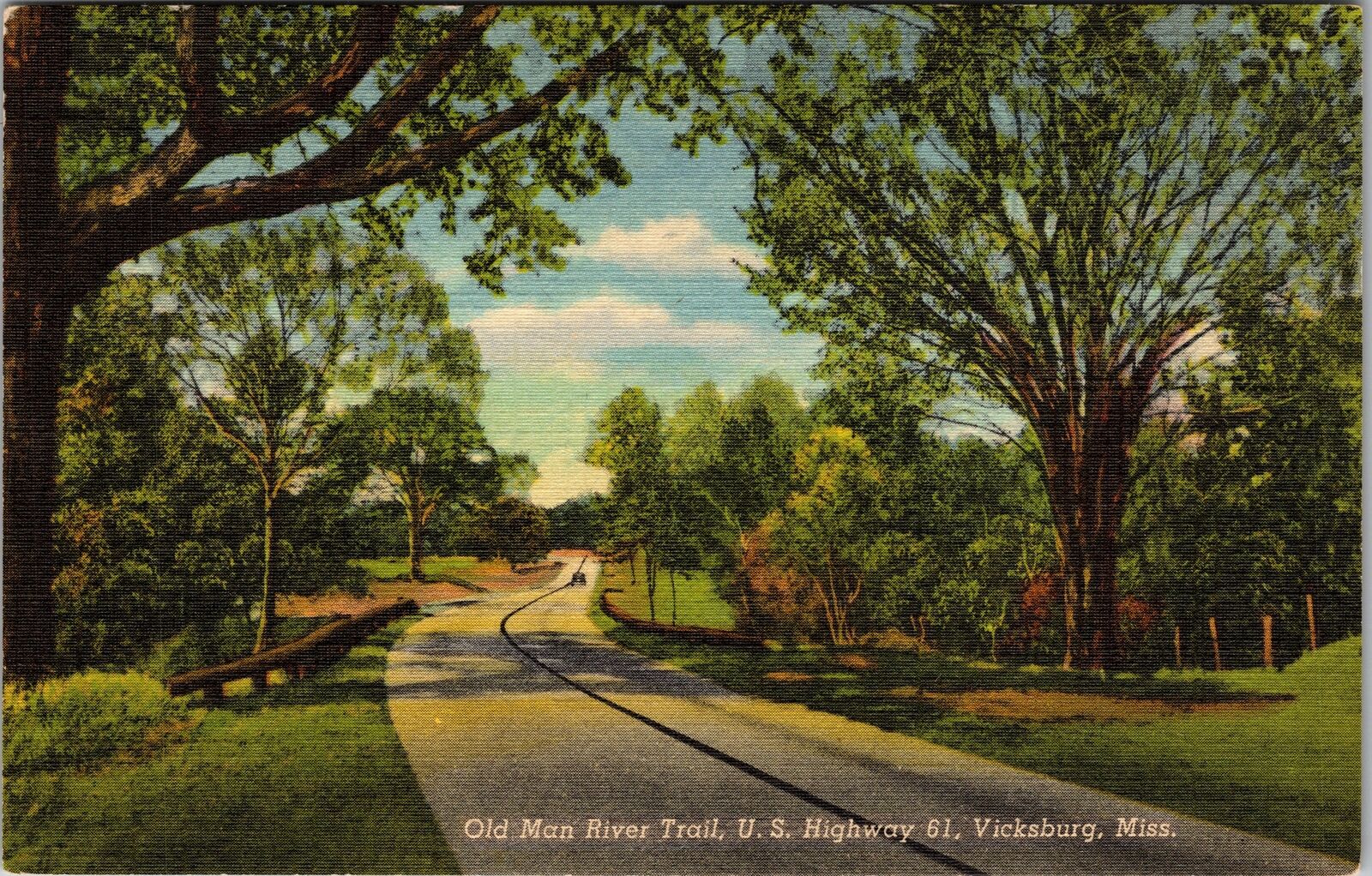 Vicksburg MS-Mississippi, Old Man River Trail, Scenic, Vintage Postcard