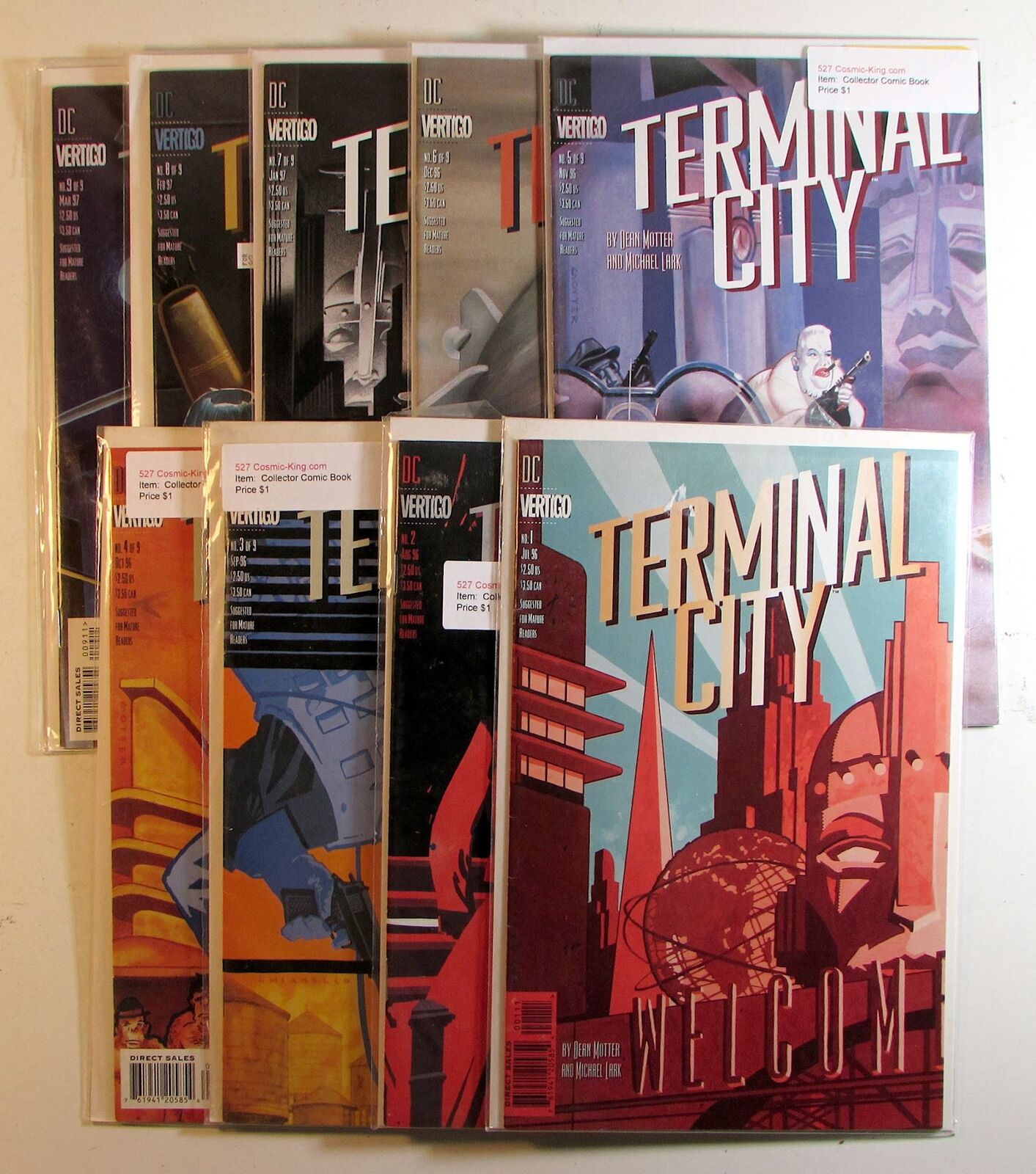 Terminal City Lot of 9 #1,2,3,4,5,6,7,8,9 DC Comics (1996) 1st Print Comic Books