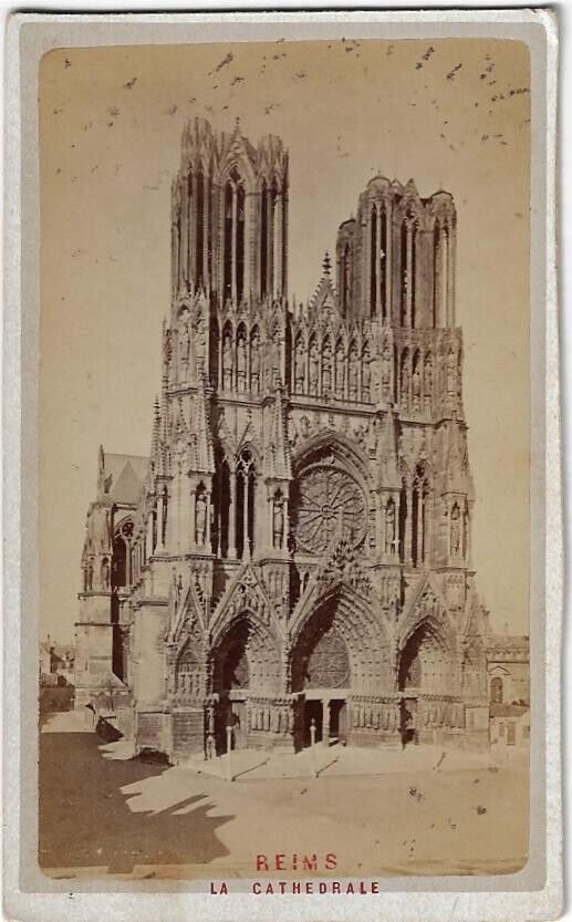 Original CDV c1880 - FRANCE - Reims - Cathedral (Photo Mrs. Y. Thomas)