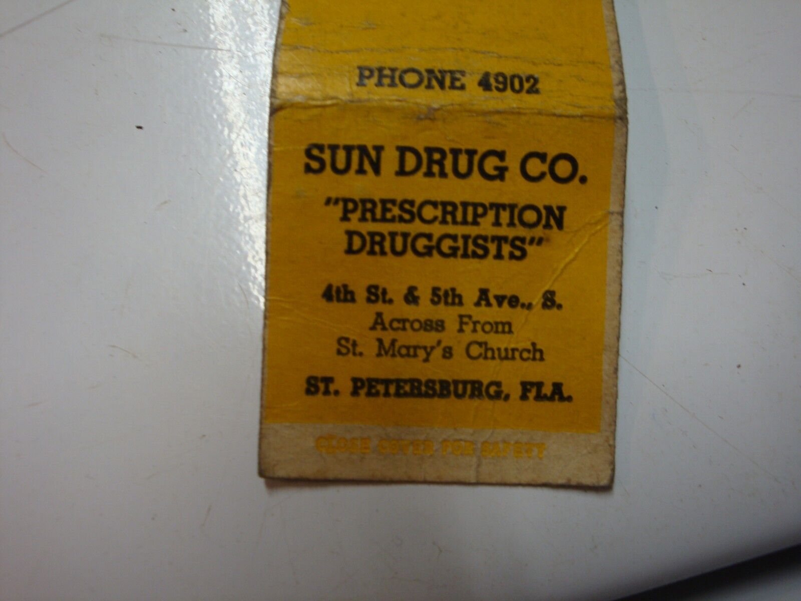 Sun Drug Co. St. Petersburg, FL. Made by Advance Match co. 1930s-40s