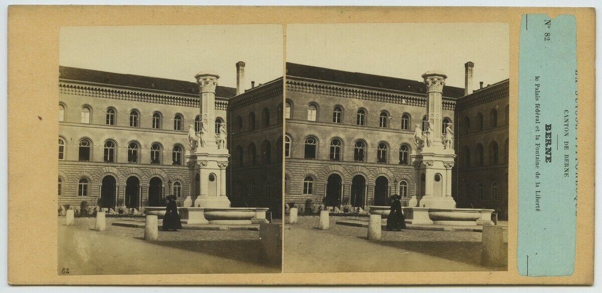 1860-70 Furne & Tournier La Suisse Picturesque Stereo. Bern Bern Federal Palace