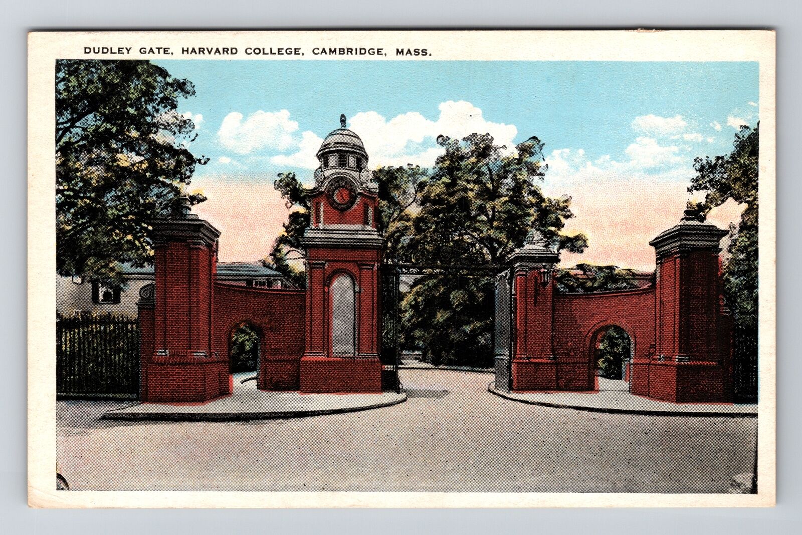 Cambridge MA-Massachusetts, Dudley Gate, Harvard College Vintage Postcard