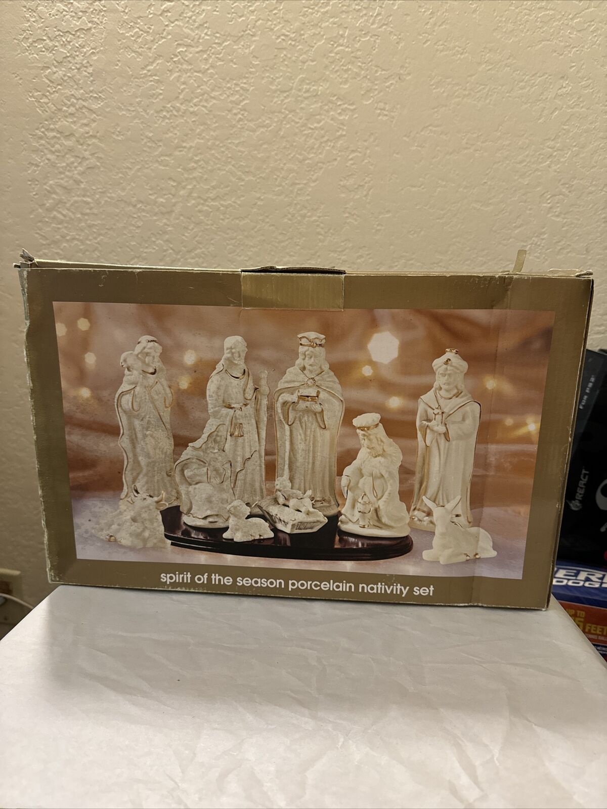 White Porcelain Nativity Set With Gold Accents 10 Piece JC Penny Home Collection