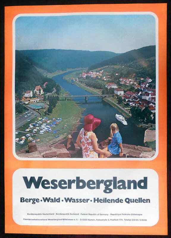 Original Poster Germany Weserbergland River Bridge View