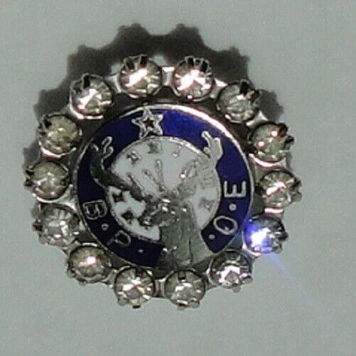 Vintage  Rhinestone  Elks B.P.O.E. Silver Tone Pin.