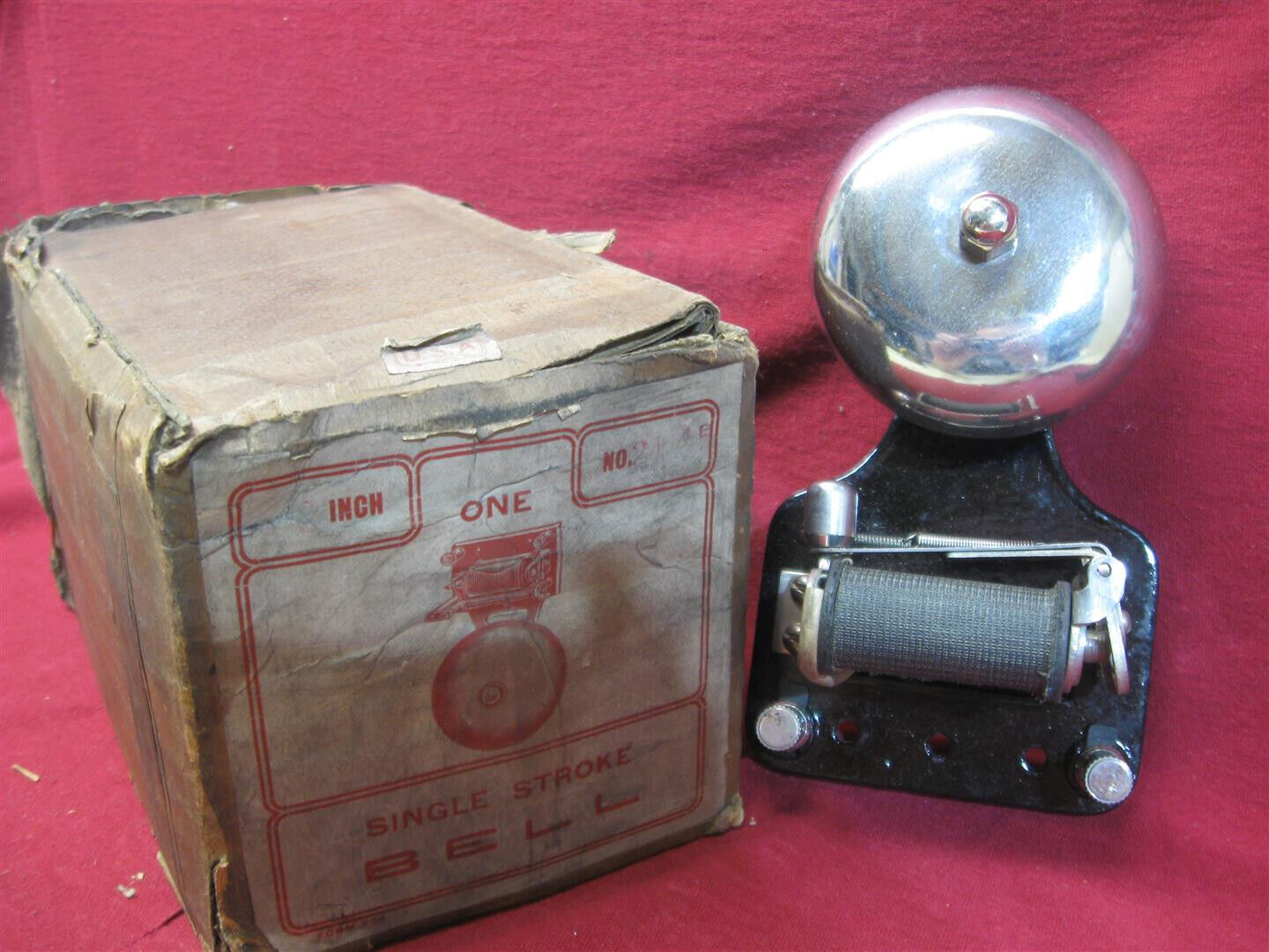 Antique Fire/Store Alarm Single Stroke Bell New With Original Box Offers Welcome