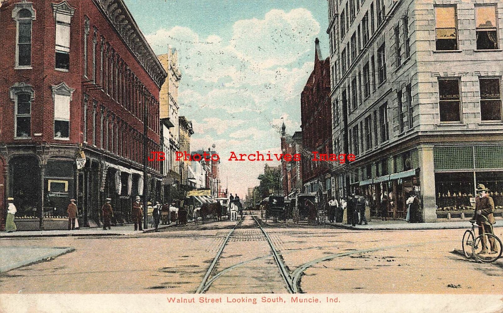 IN, Muncie, Indiana, Walnut Street, Looking South, 1909 PM, Indiana News Pub