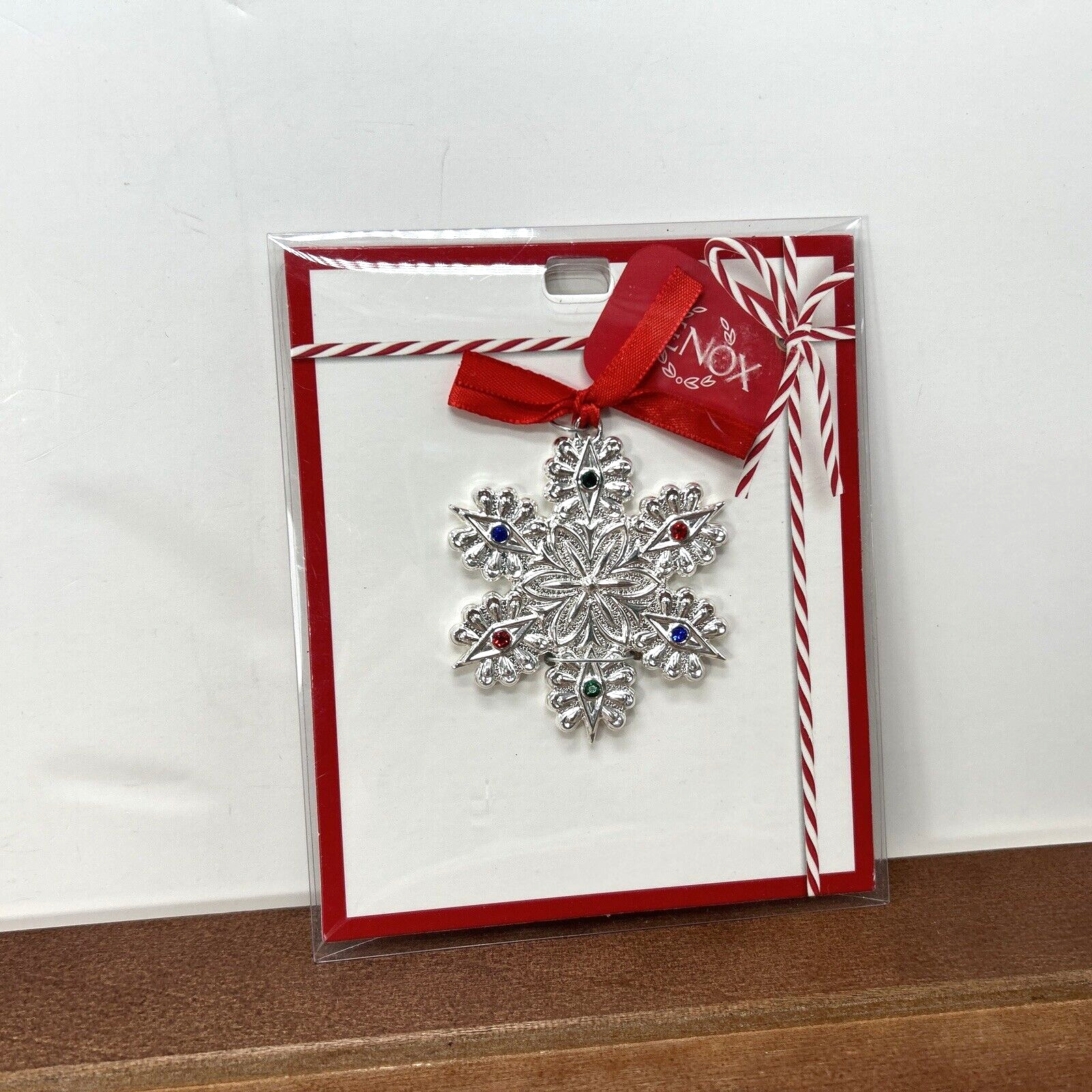 Lenox Silver Tone Metal Jeweled Charm Christmas Snowflake Ornament Holiday NEW