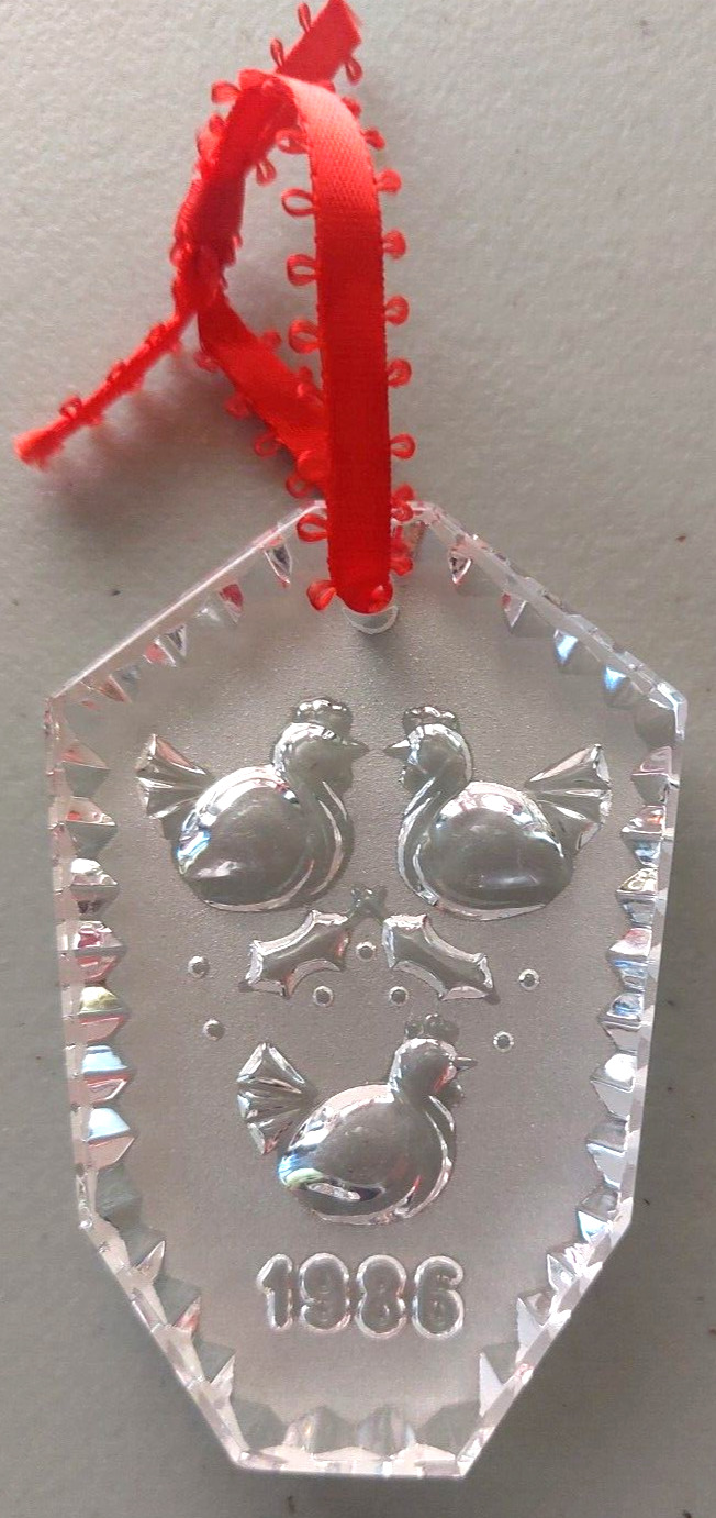 Waterford Crystal Christmas Ornament- Three French Hens 1986 (Missing pouch)
