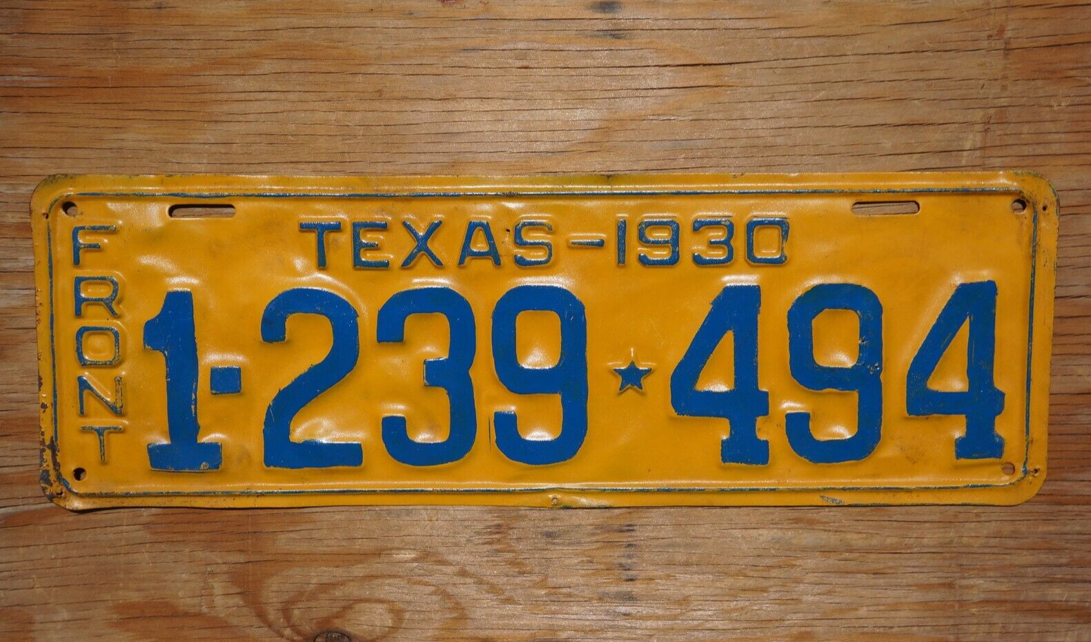 1930 TEXAS Passenger License Plate