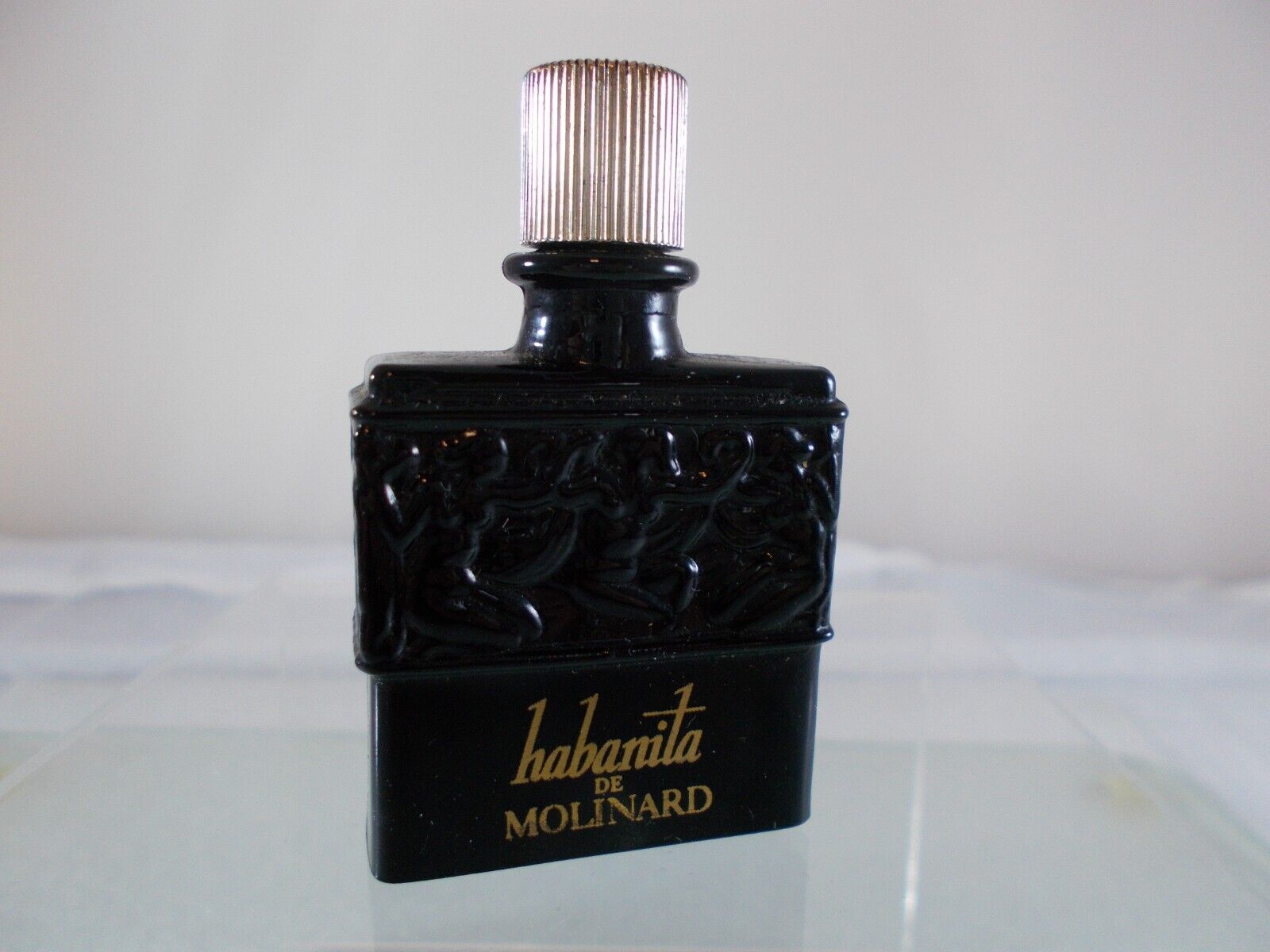 VTG Molinard Habanita Black Art Deco Mini Lalique Perfume Bottle Empty 