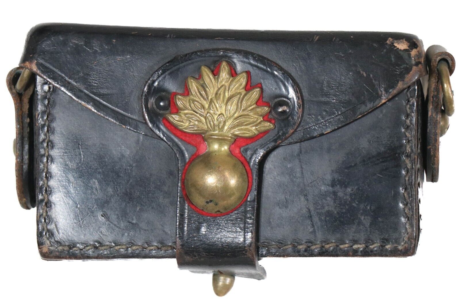 Italian Carabinieri Leather Cartridge AMMO Pouch Carcano w Leather Sling WWII