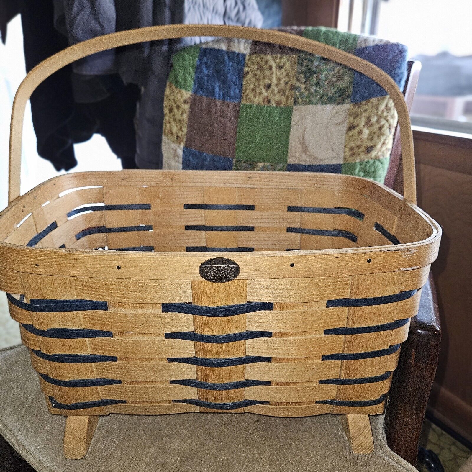 VTG Peterboro Basket Co. Large Magazine/Firewood/Kindling Storage Basket 