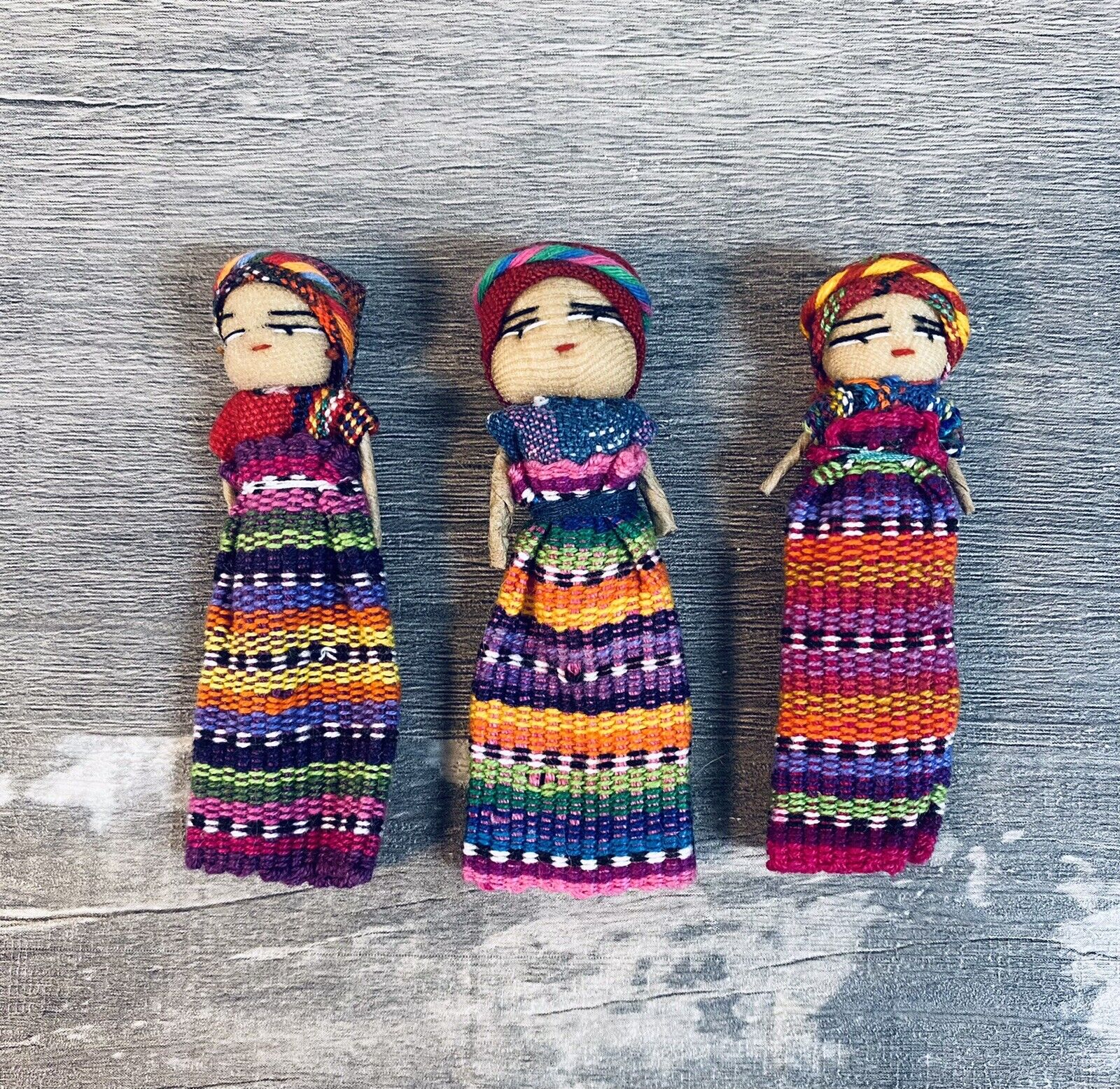 Set of 3 Guatemalan Handmade Worry Dolls 