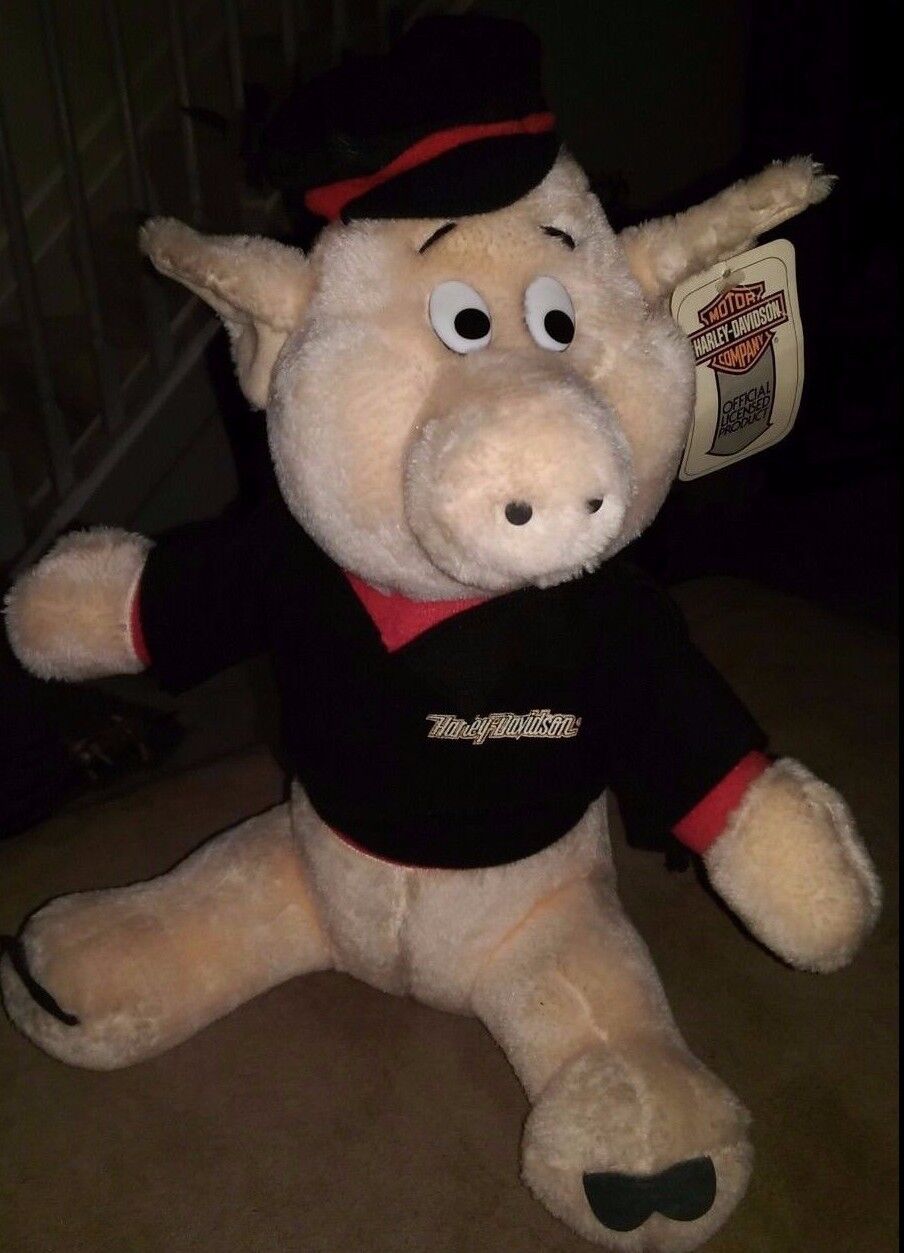 Vintage 1991 Harley Davidson Stuffed Pig in Harley Outfit