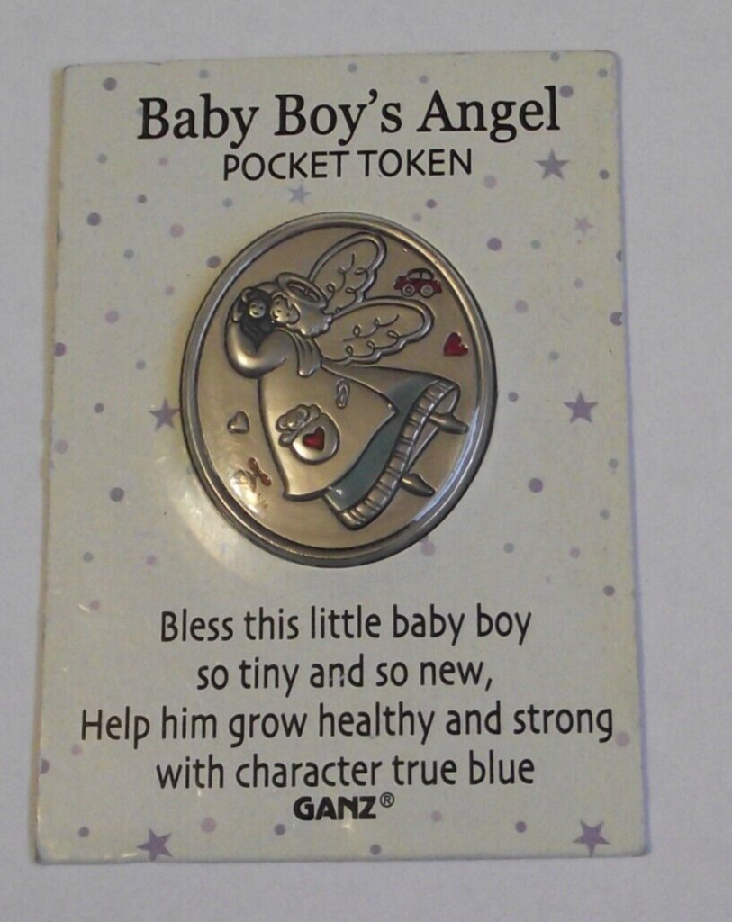 Ganz Baby Boy\'s guardian Angel true blue pocket token medal