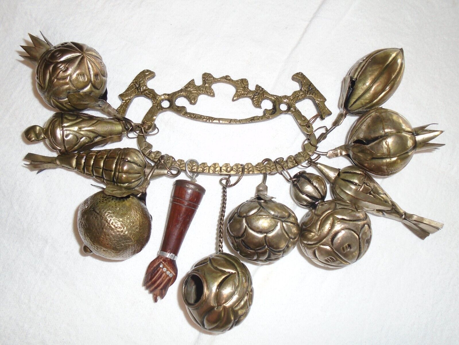 Antique LARGE Penca de Balangandan South American Amulet 11 Charms Wall Hanging
