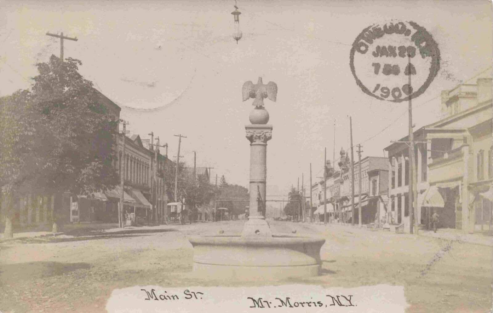 RPPC Mt Mount Morris New York 1905 Main Street  Livingston County Photo Postcard
