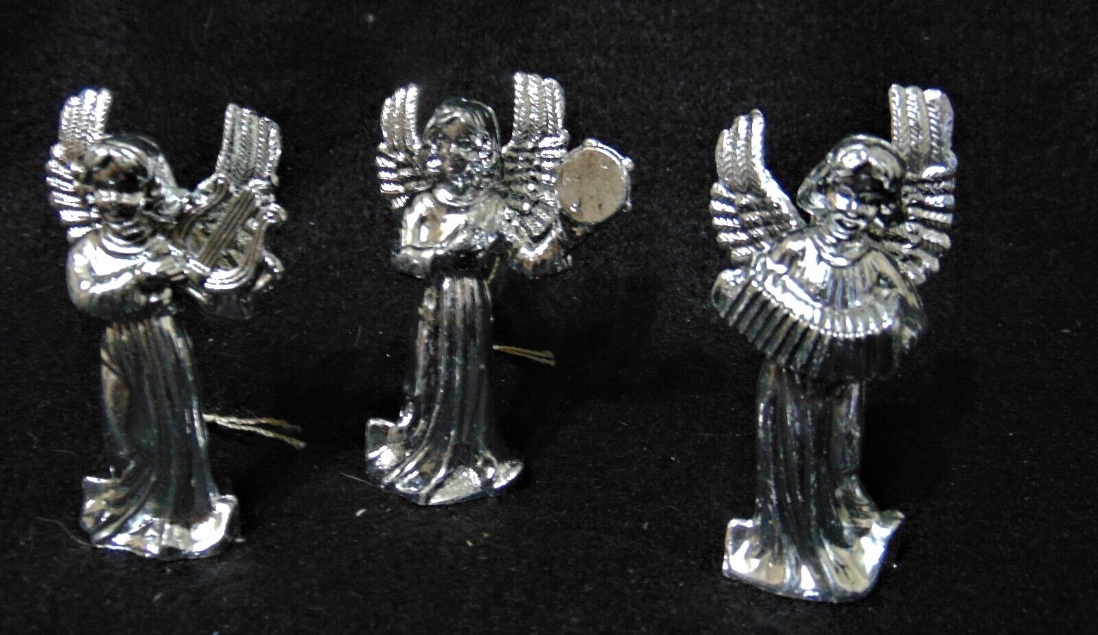 Vintage Silver Angels Christmas Ornaments Hard Plastic 3\