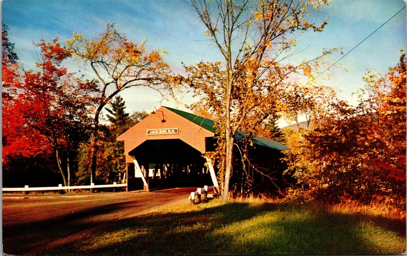 Vtg Jackson Old Covered Bridge White Mountains New Hampshire NH 1950s Postcard