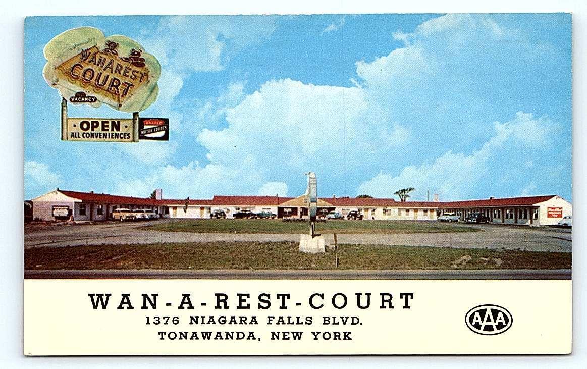 TONAWANDA, NY New York ~ WAN-A-REST COURT c1950s Cars Roadside  Postcard