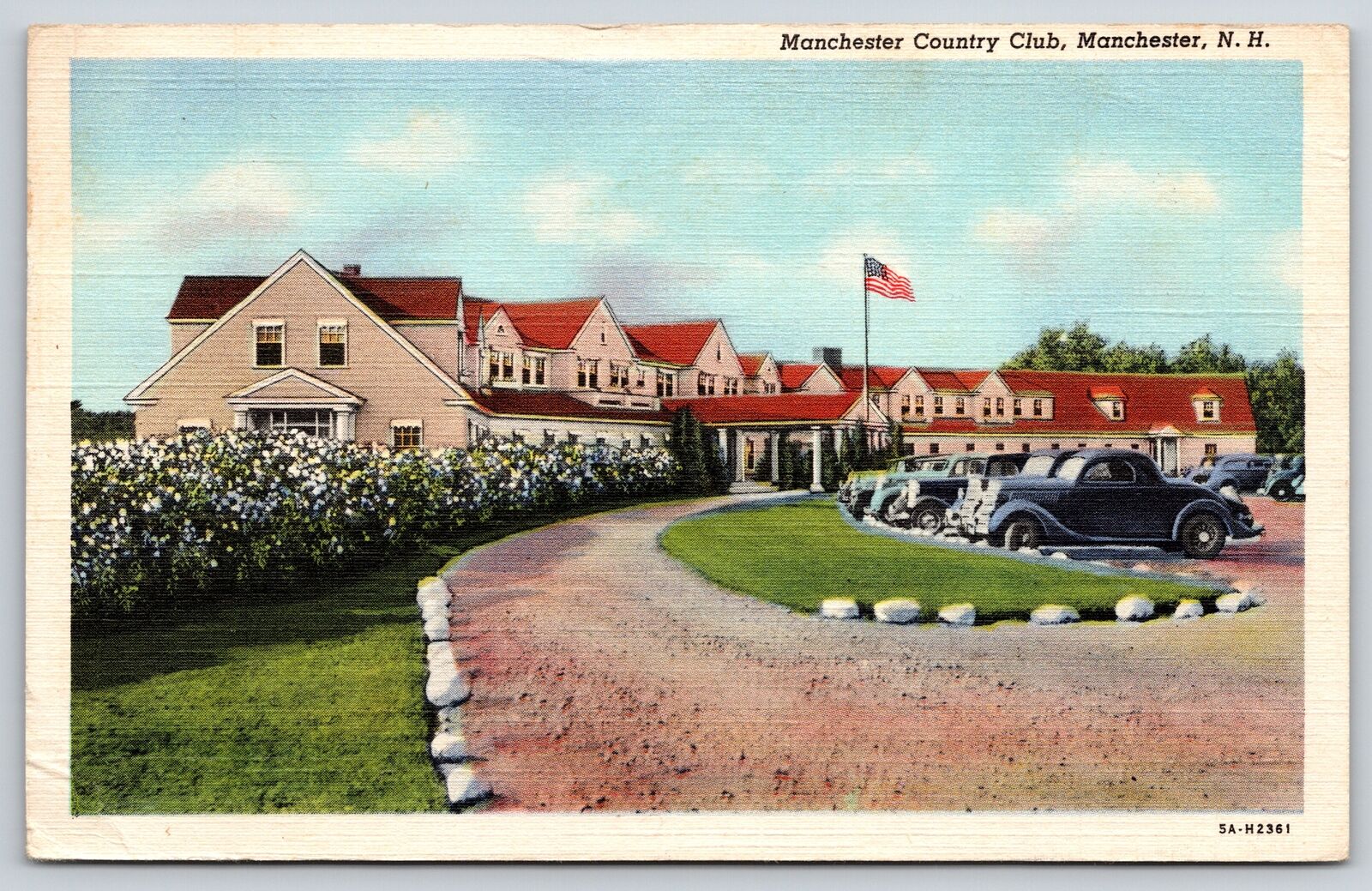 Manchester New Hampshire~Manchester Country Club~Vintage Autos~1945 Linen PC
