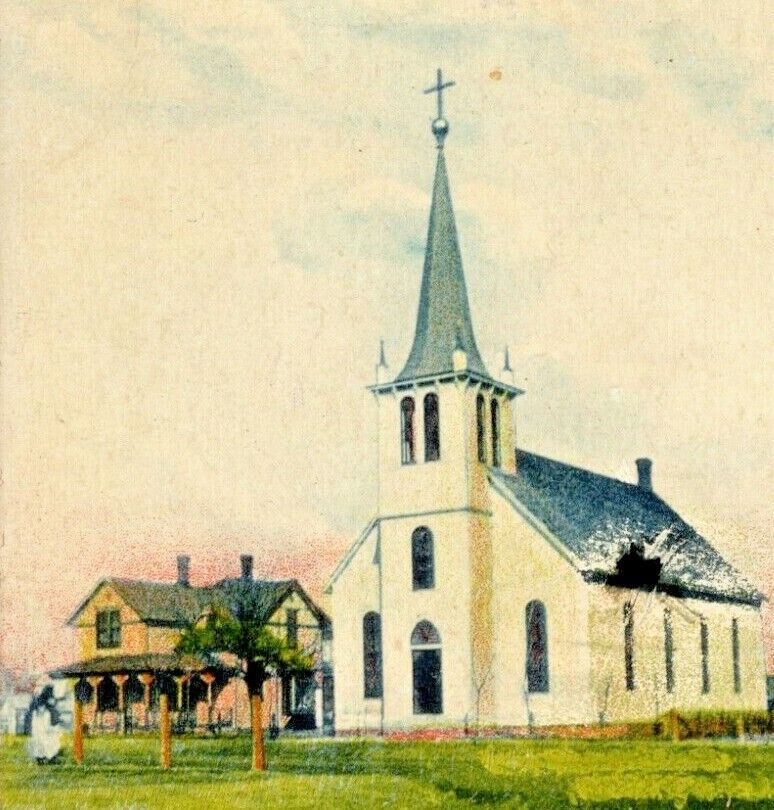 c1907 Holdrege, NE, Swedish Lutheran Church, antique postcard, unposted