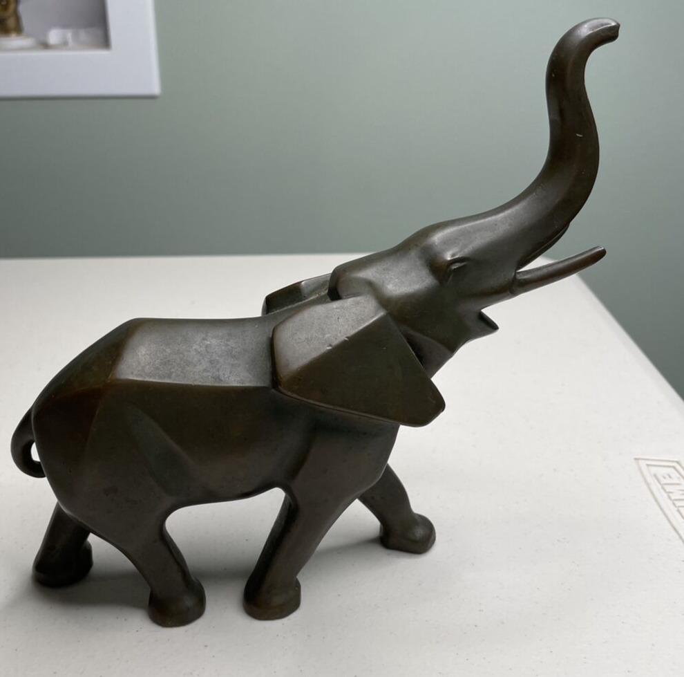 RARE Antique/Vintage Bronze? Elephant Art Deco Design J.B 3033 Figurine Statue