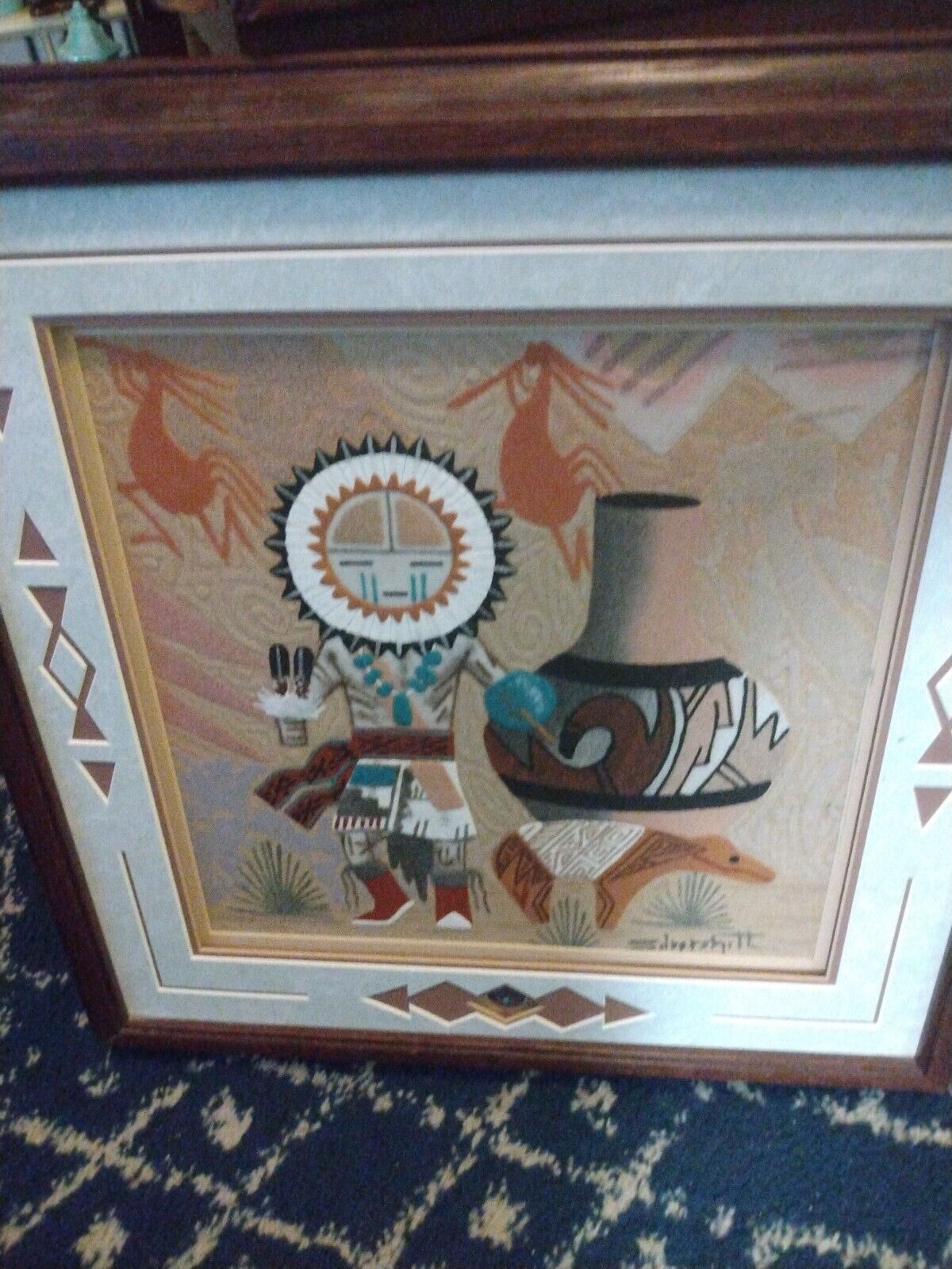 Beautiful Vintage Authentic Navajo Sand Painting Keith Silversmith
