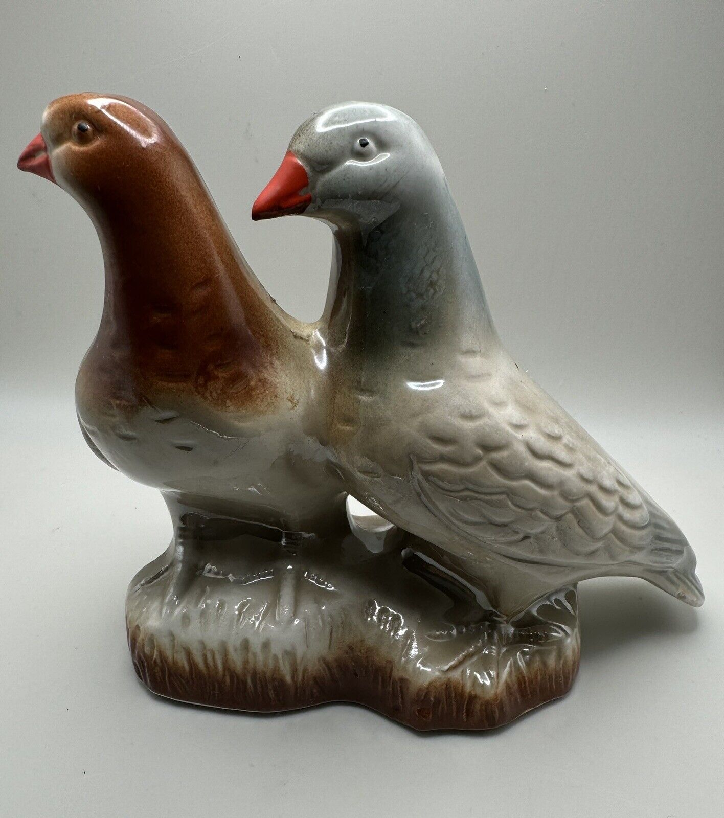 Handpainted Iridescent Lusterware Pigeon Figurines - Made in Brazil - 6\