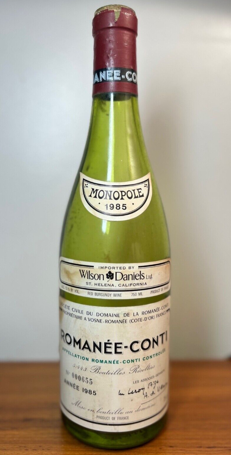 Authentic 1985 Domaine de la Romanee Conti (DRC) Romanee Conti Empty Bottle