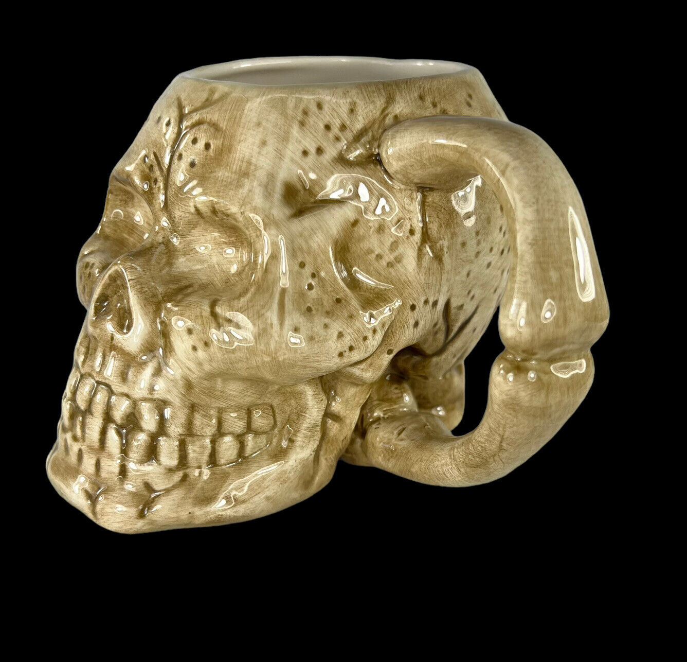 Skull And Bone Ceramic Vintage Mug Cup Dalton Handle Detailed For Display *READ*