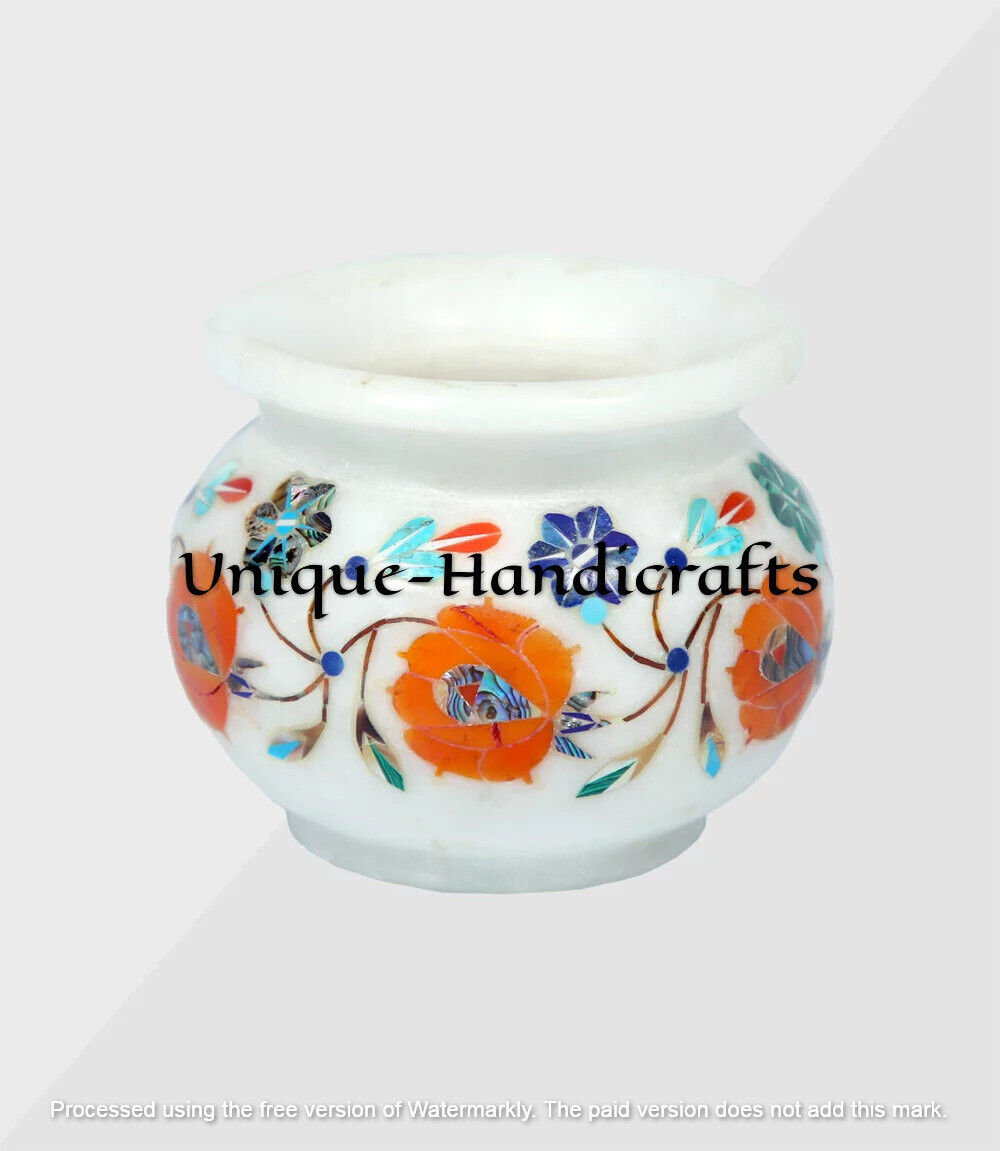 Handcrafted Marble Flower Pot, Jasper Stone Floral Art, personalized Gifts Decor