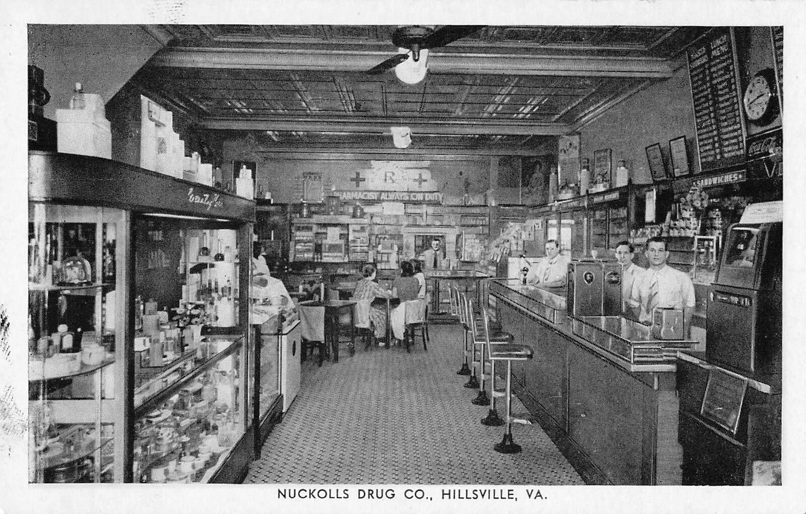 Vintage Postcard Nuckolls Drug Co Hillsville Virginia Photo Gloss Store VA 