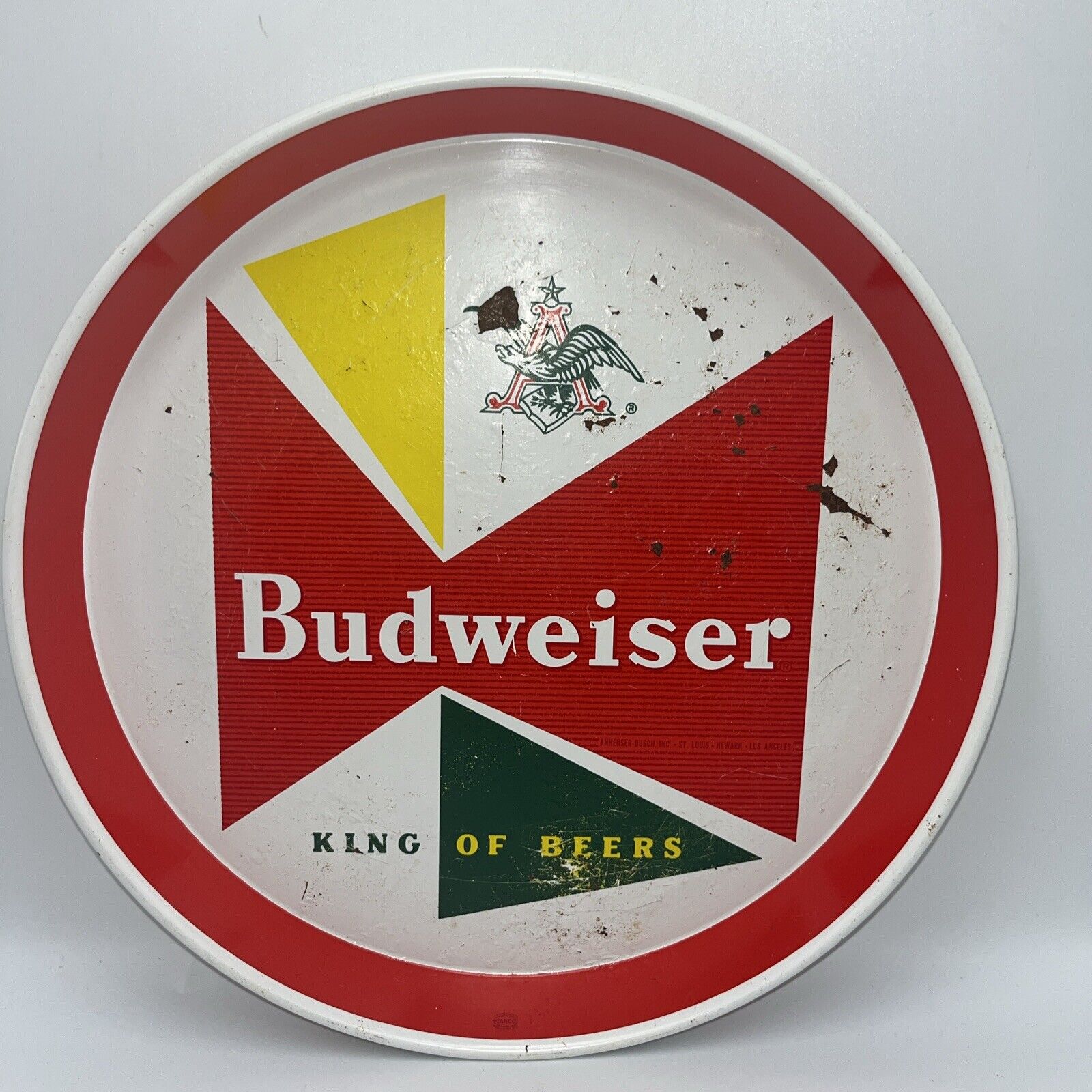 Budweiser Vintage King Of Beers Metal Beverage Serving Tray Bowtie Pattern 12”