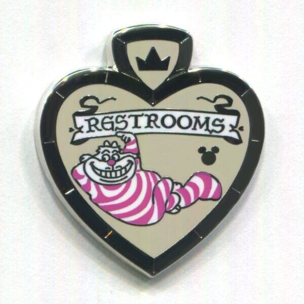 Disney Pins Cheshire Cat Restrooms Bathroom Signs Hidden Mickey COMPLETER Pin