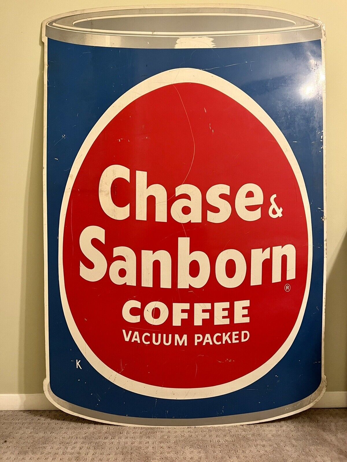 MASSIVE Vintage 1950\'s-60\'s CHASE & SANBORN COFFEE CAN Metal Advertising Sign