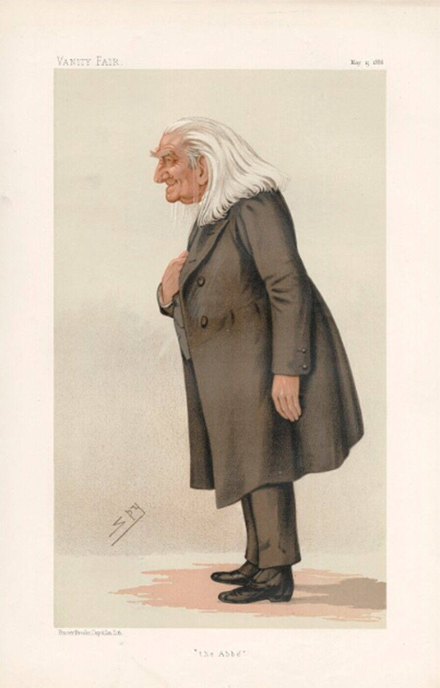 ANTIQUE VANITY FAIR 1886 ORIGINAL LITHOGRAPH FRANZ LISZT MEN OF THE DAY COA #389