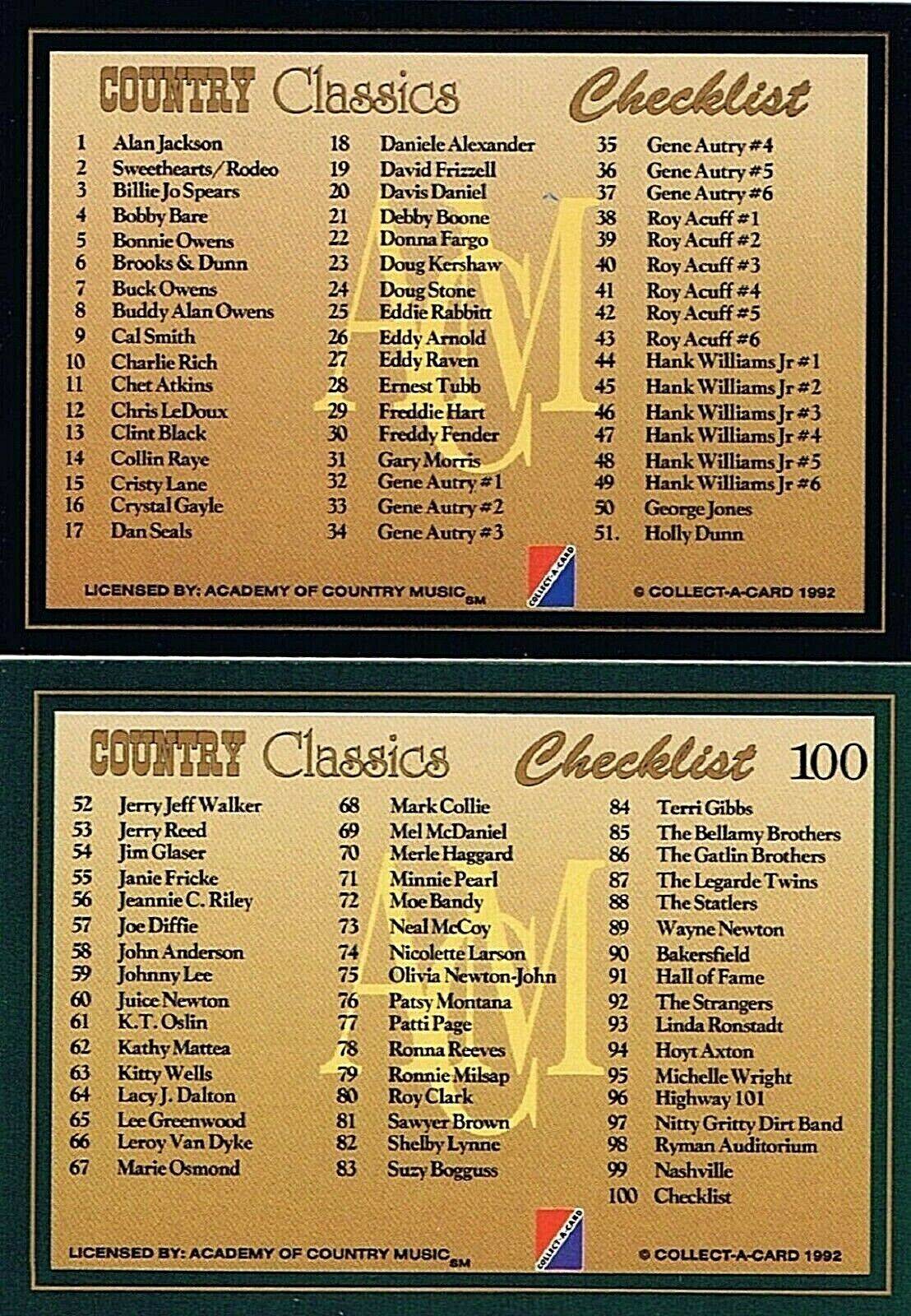 Country Classics Singles (1992 Collect-A-Card)